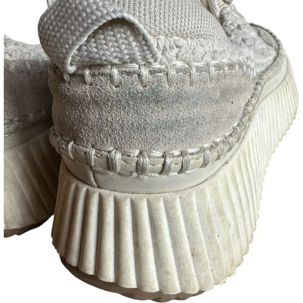 Dolce Vita Dolen Knit‎ Platform Sneakers Womens SZ 7.5 Sandstone Chunky Casual